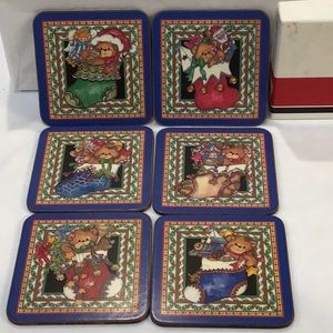 NOS Pimpernel Christmas Bears 6 coasters never used